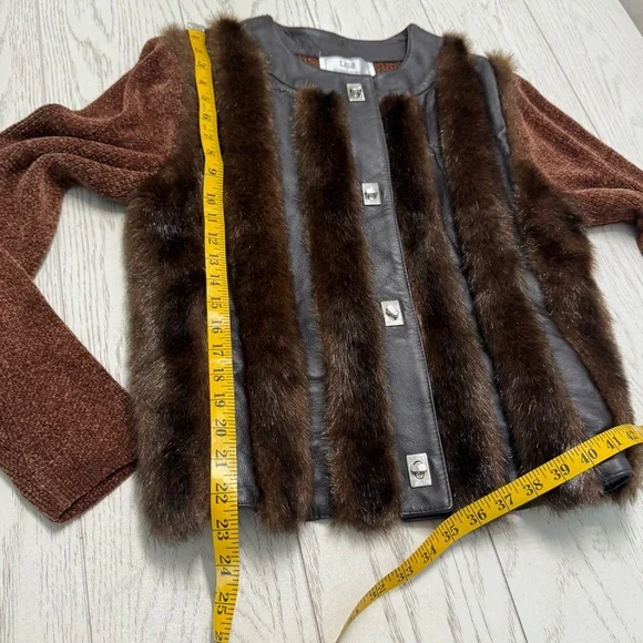 Lisa International Black and Brown Leather Jacket with Faux Fur - Picture 6 of 10